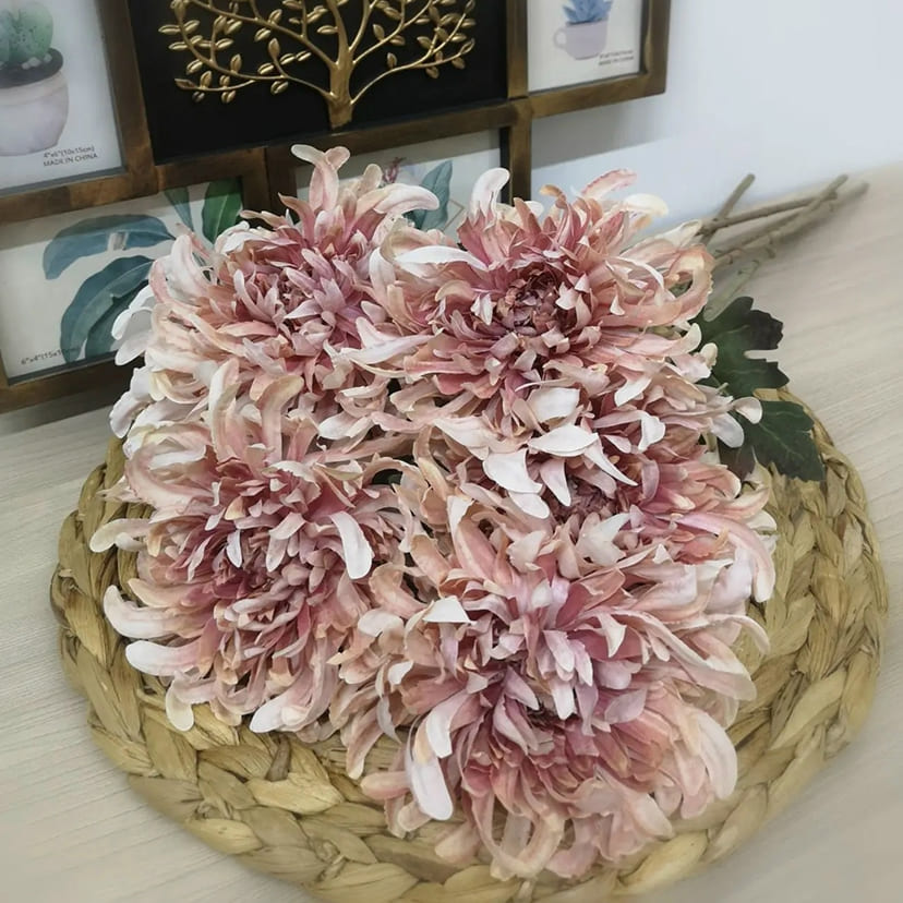 Искусственные цветы в Твери | Цветок искусственный «Хризантема», персиково-розовая, одиночный