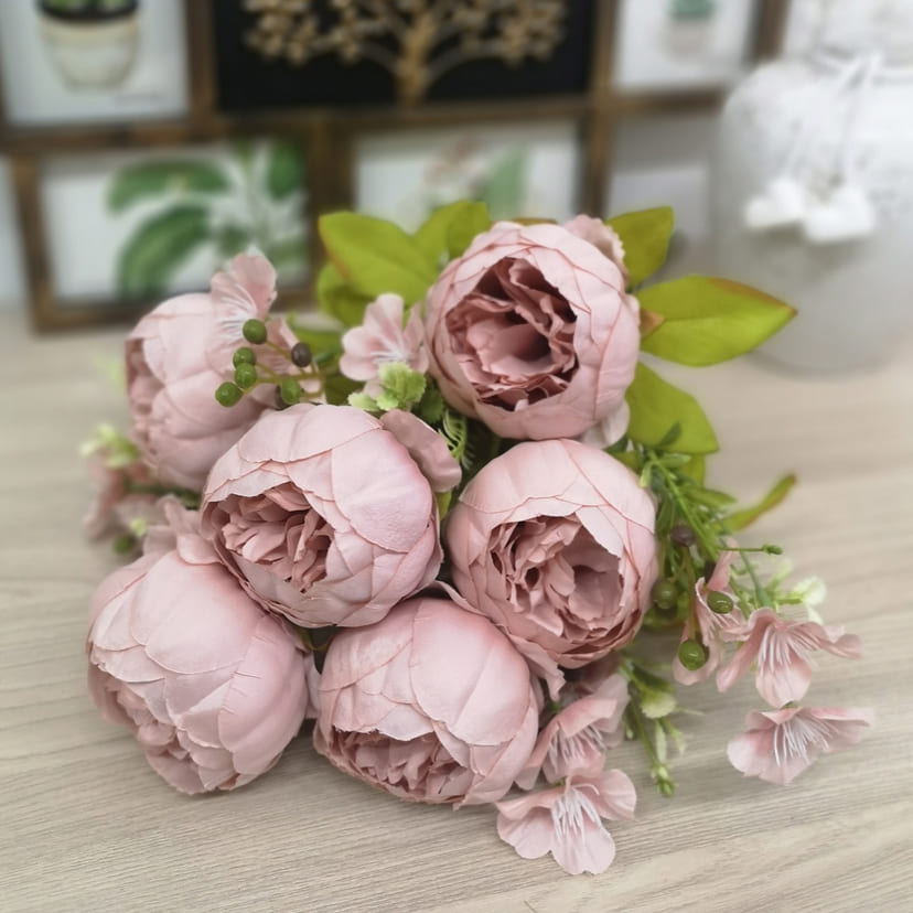 Искусственные цветы в Твери | Цветы искусственные «Пионы», розовый, винтаж, букет