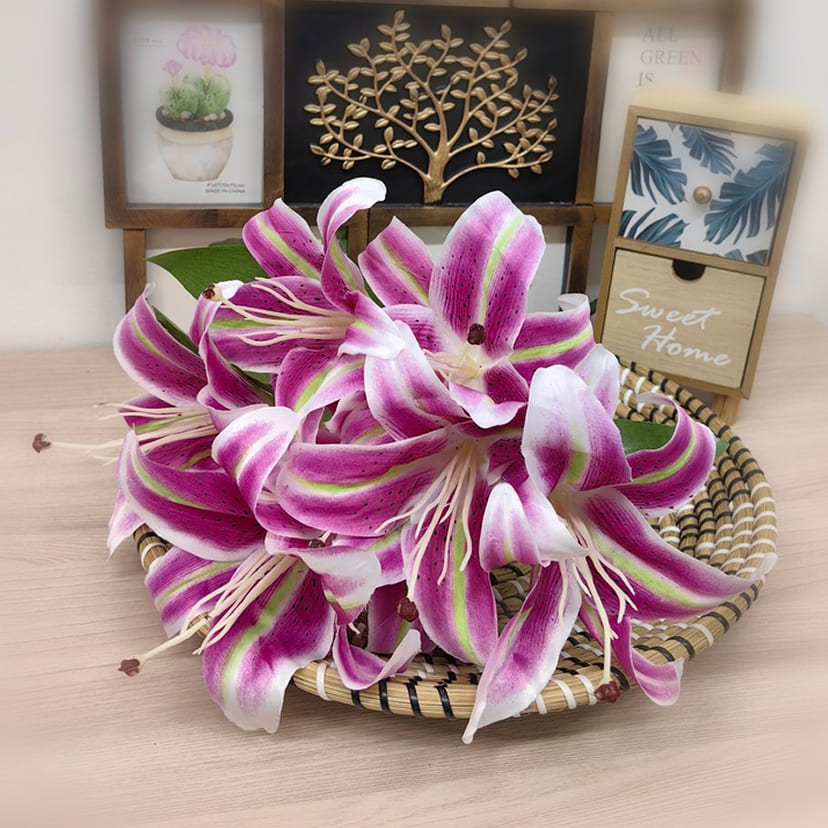 Искусственные цветы в Твери | Цветы искусственные «Лилии крупные», розово-сиреневые, букет