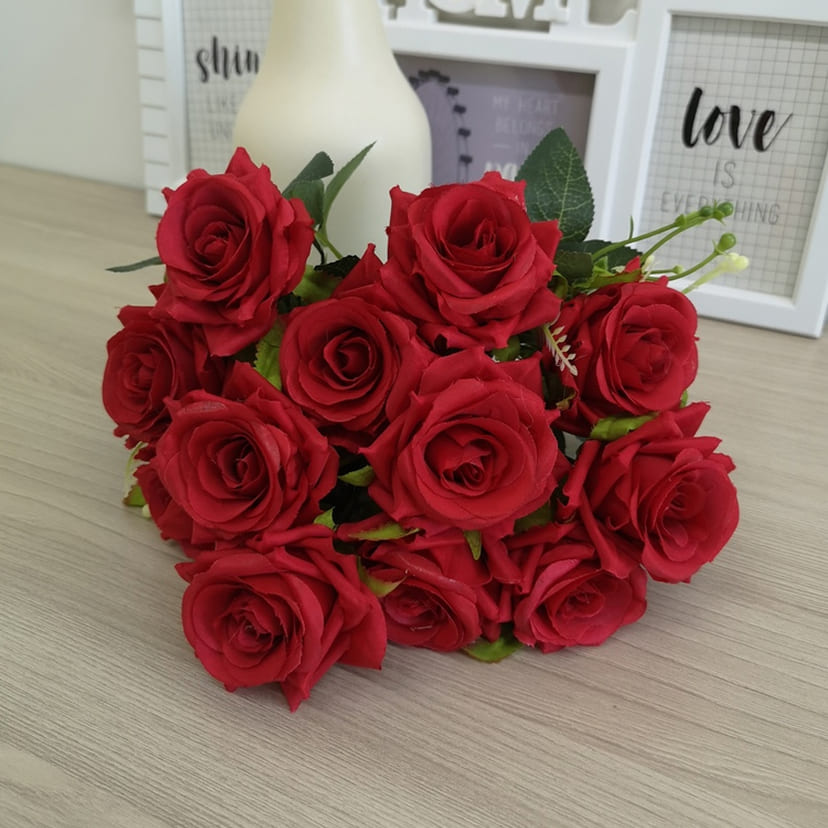 Искусственные цветы в Твери | Цветы искусственные «Розы острые», красные, букет