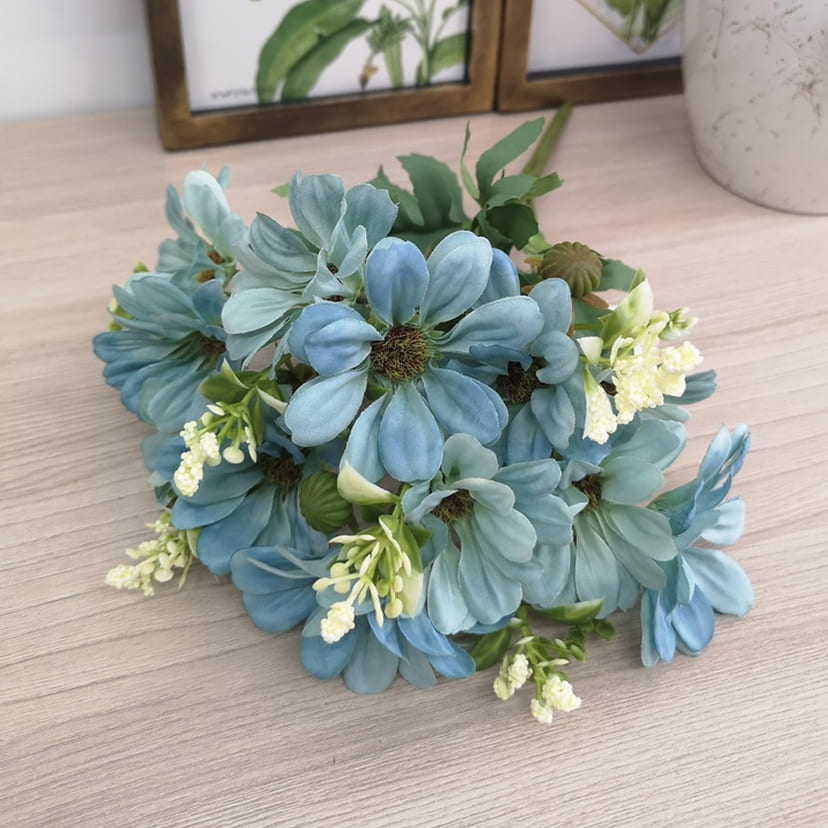 Искусственные цветы в Твери | Цветы искусственные «Ромашки с бутонами», голубые, букет