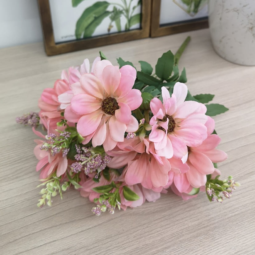 Искусственные цветы в Твери | Цветы искусственные «Ромашки с бутонами», розовые, букет