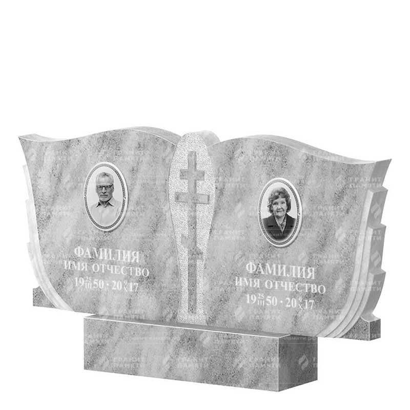 Памятники из мрамора в Твери | Двойной мраморный памятник ФМ-136