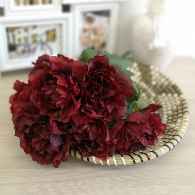 Искусственные цветы в Твери | Цветы искусственные «Пионы», бордовые, букет