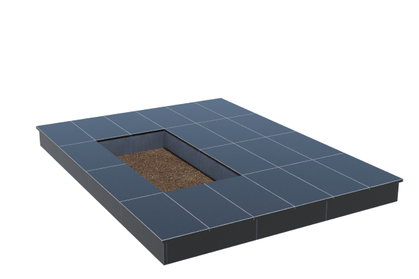 Площадки на могилу в Твери | Площадка с вертикальной (15 см) облицовкой гранитом Габбро (под цветник)