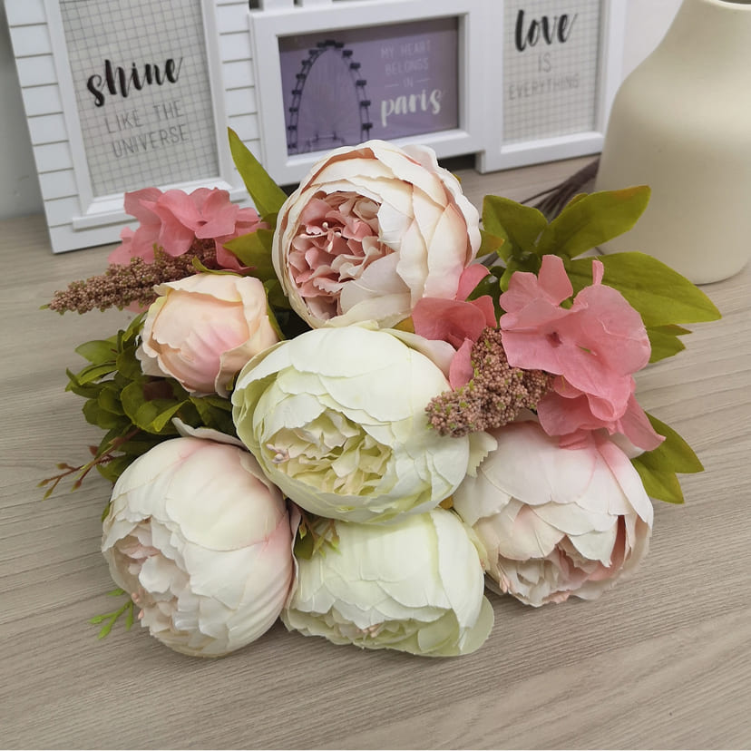 Искусственные цветы в Твери | Цветы искусственные «Пионы», молочно-розовые, букет