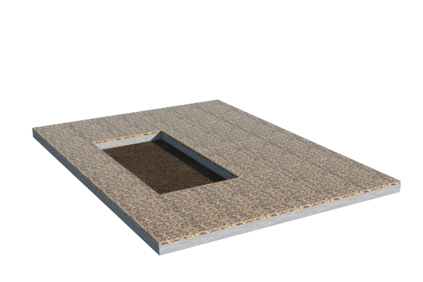 Площадки на могилу в Твери | Площадка с облицовкой Южно-Султаевским гранитом (под цветник)