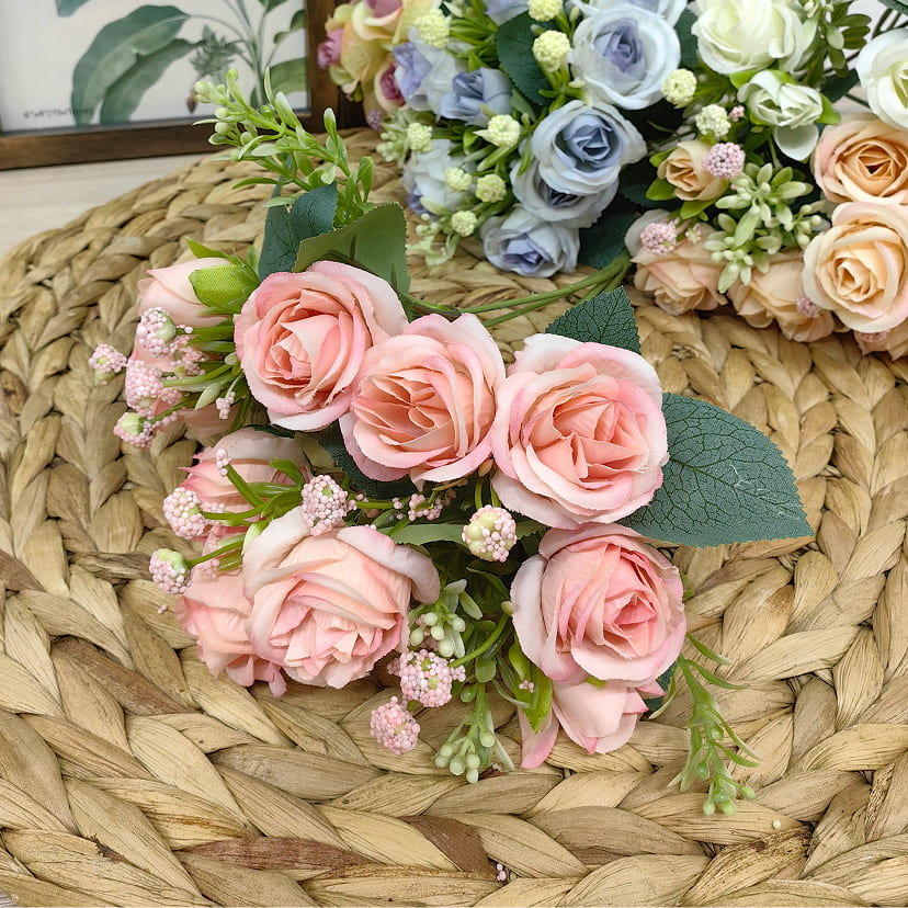 Искусственные цветы в Твери | Цветы искусственные «Розы», нежно-розовые, букет