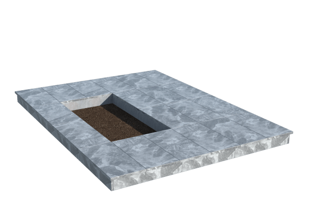 Площадки на могилу в Твери | Площадка с вертикальной (10 см) мраморной облицовкой (под цветник)