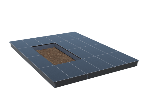 Площадки на могилу в Твери | Площадка с вертикальной (10 см) облицовкой гранитом Габбро (под цветник)