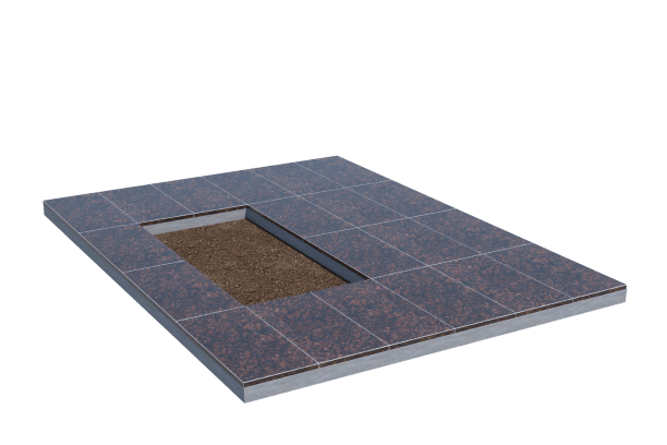 Площадки на могилу в Твери | Площадка с облицовкой Дымовским гранитом (под цветник)